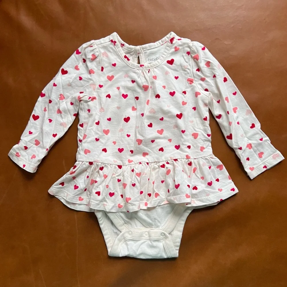 GAP Baby White Peplum Bodysuit with Hearts, 12-18mo